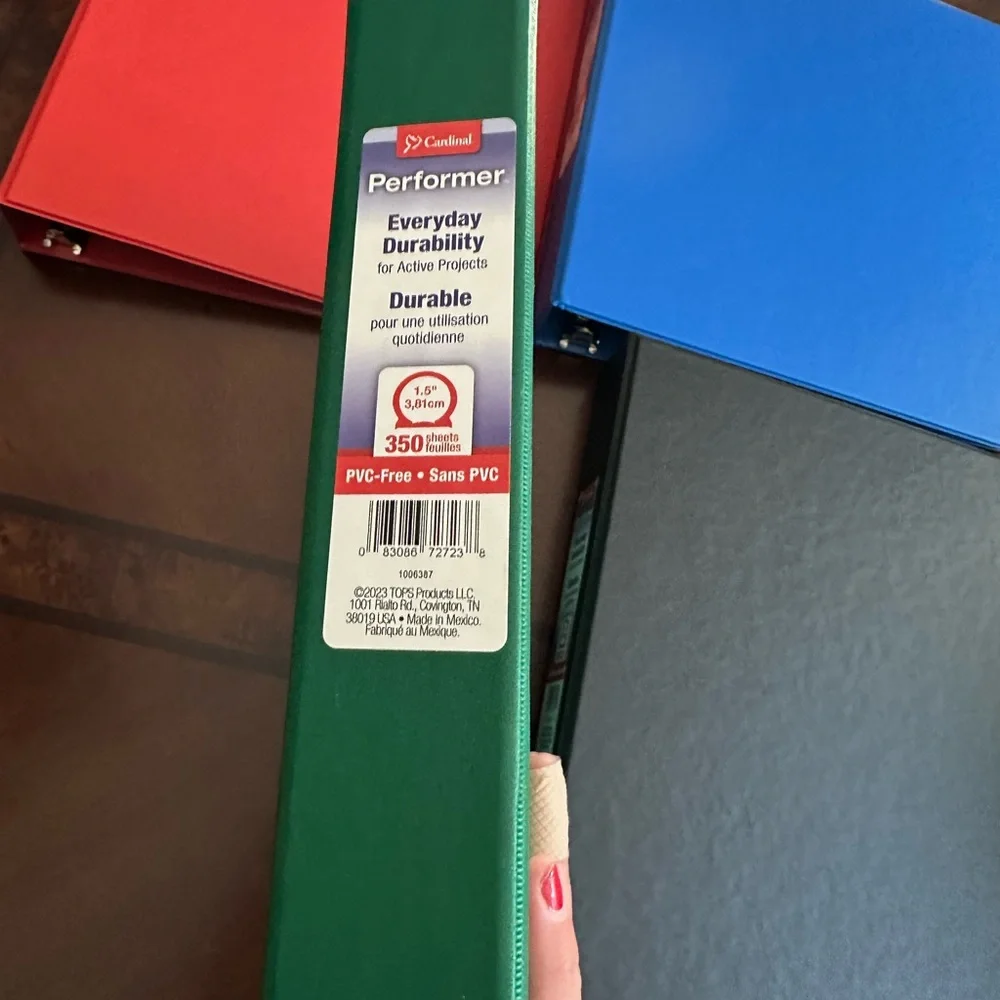 Set of Four Colorful Binders